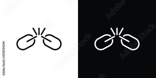 Broken link icon. Isolated object on a black and white background.