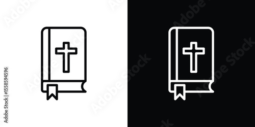 Bible icon. Isolated object on a black and white background.
