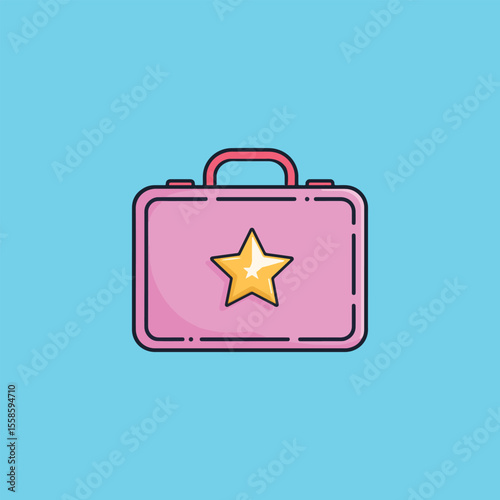 Cute Pink Briefcase: A charming illustration of a pink briefcase adorned with a shining star, symbolizing creativity and potential.