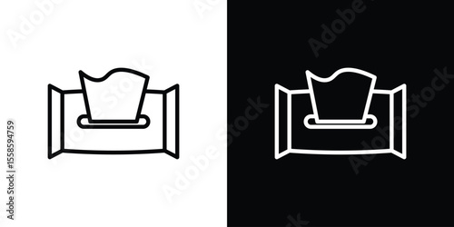 baby wipe icon. Isolated object on a black and white background.