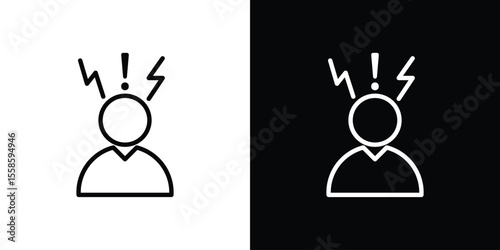 Anxiety icon. Isolated object on a black and white background.