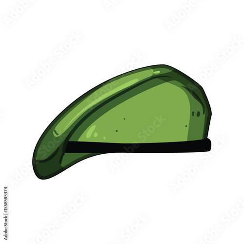 fashion beret hat military cartoon vector illustration