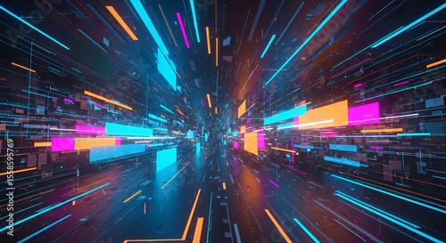 サイバースペースを疾走する光のデータストリーム