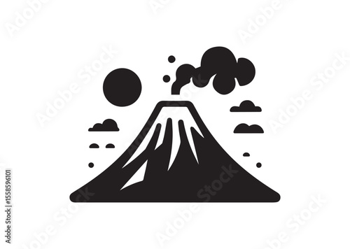 Volcano Silhouette Vector, Volcano Icon Design