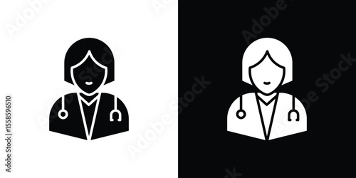 Woman Doctor icon Vector illustration in solid and black and white. EPS10