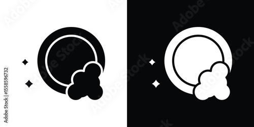 Washing dishes icon Vector illustration in solid and black and white. EPS10