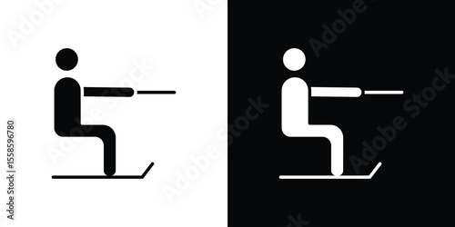 Wakeboarding icon Vector illustration in solid and black and white. EPS10