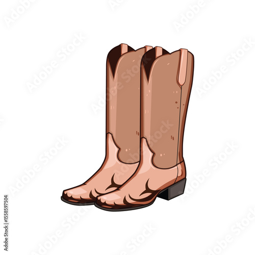 leather cowboy boots cartoon vector illustration