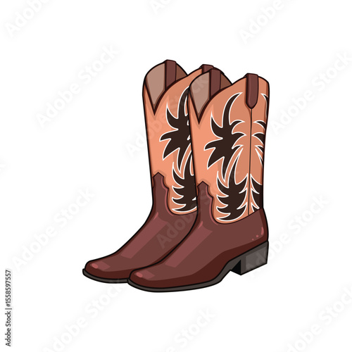 vintage cowboy boots cartoon vector illustration