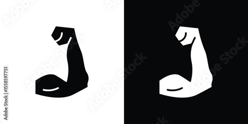 Strong arm icon Vector illustration in solid and black and white. EPS10