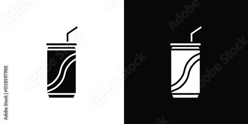 Soda can icon Vector illustration in solid and black and white. EPS10