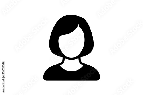 Silhouette of a woman with short hair on a transparent background for hairstyling concept
