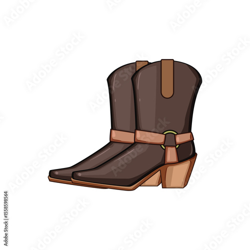 rodeo cowgirl boots cartoon vector illustration