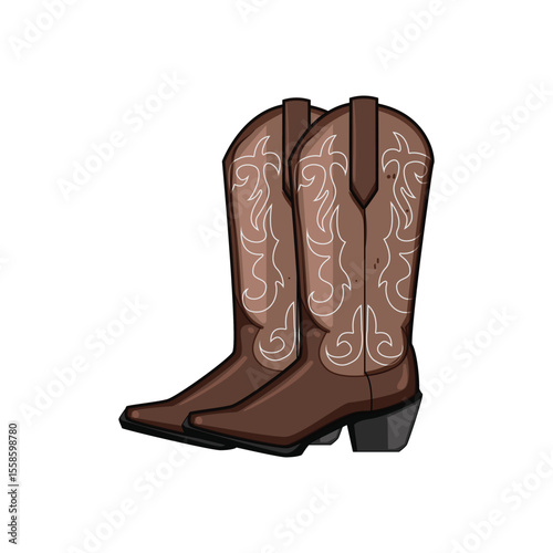 pointed cowgirl boots cartoon vector illustration