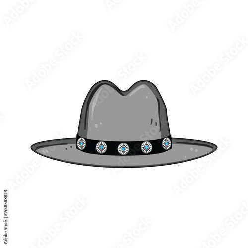 brim cowgirl hat cartoon vector illustration