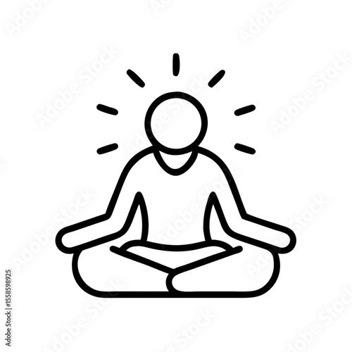 Meditation Time Peaceful Line Art Icon for Daily Calm