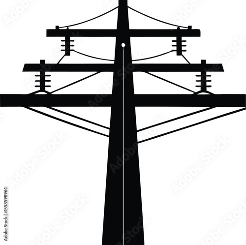 utility pole silhouette, wooden pole icon, electric pole vector
