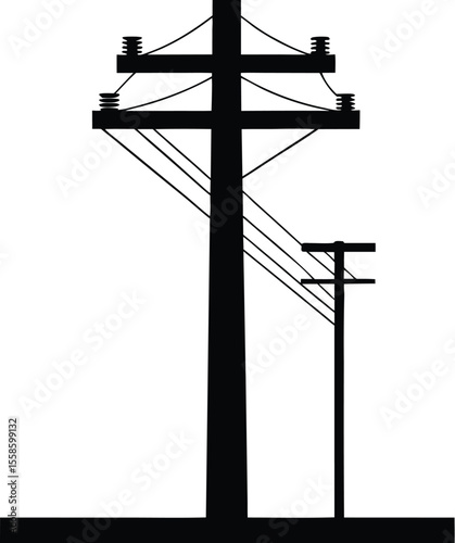 utility pole silhouette, wooden pole icon, electric pole vector