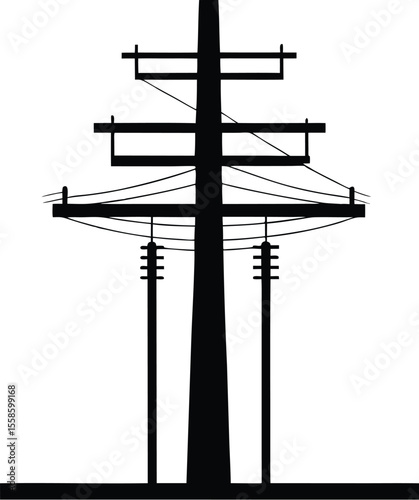 utility pole silhouette, wooden pole icon, electric pole vector