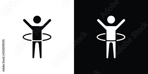 People Hula hop icon Vector illustration in solid and black and white. EPS10