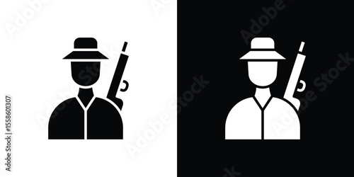 Hunter icon Vector illustration in solid and black and white. EPS10