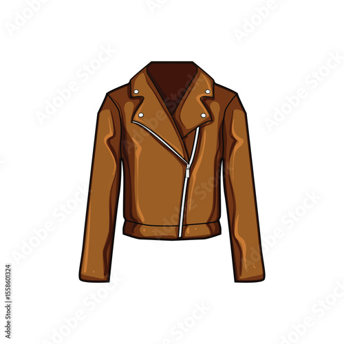 biker leather jacket female cartoon vector illustration