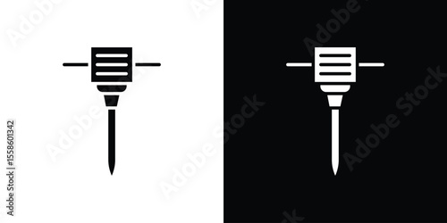Hydraulic breaker icon Vector illustration in solid and black and white. EPS10