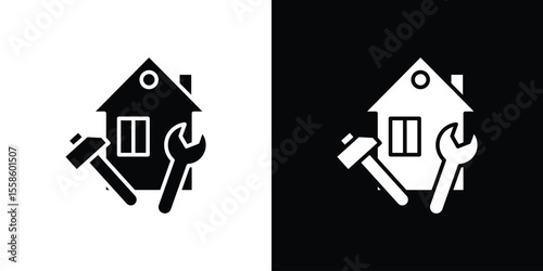 Home repair icon Vector illustration in solid and black and white. EPS10