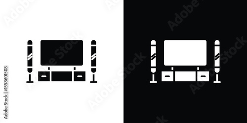 Home cinema icon Vector illustration in solid and black and white. EPS10