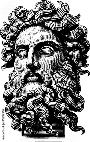 Classical sculpture with majestic expression and intricate details for art design
