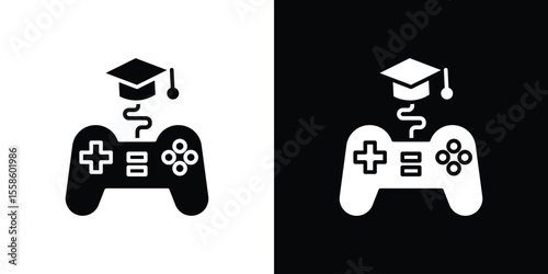 Game based learning icon Vector illustration in solid and black and white. EPS10
