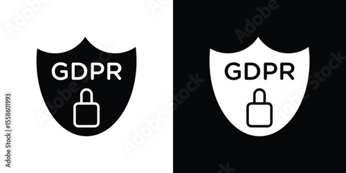 GDPR shield icon Vector illustration in solid and black and white. EPS10
