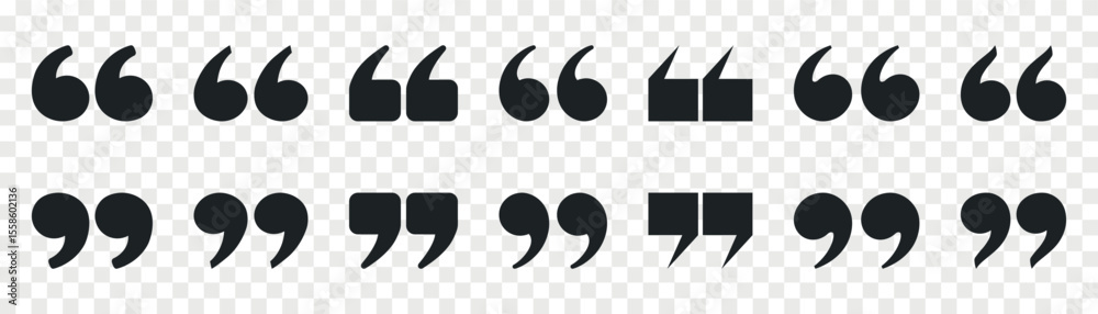 Fototapeta premium Quote mark flat vector icon set.