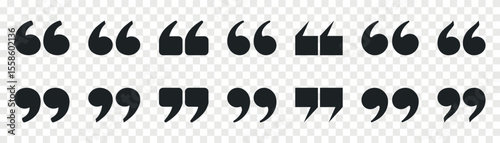 Quote mark flat vector icon set.