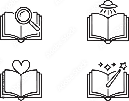 Book and research symbols vector illustration minimalist design