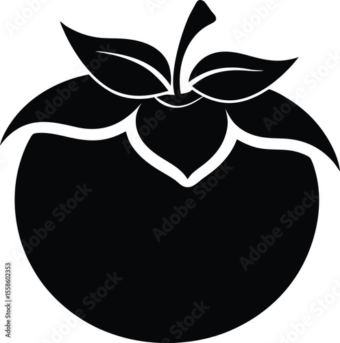 persimmon fruit icon, fruit silhouette vector, persimmon illustration