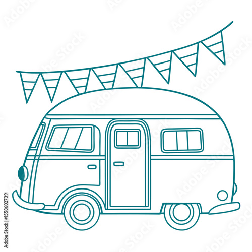 Retro Camper Van Celebration Bunting Graphic Design