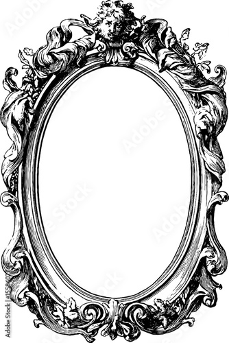 Ornate vintage decorative frame with mythological figures for retro design and art projects