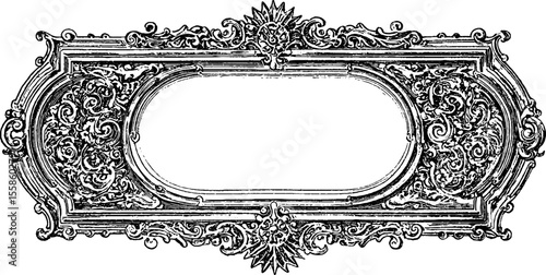 Art deco frame with sunburst motifs and geometric patterns for vintage design projects