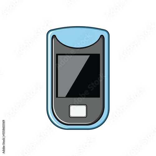 led oxygen fingertip monitor cartoon vector illustration