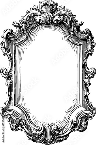 Elegant baroque cartouche banner with ornate decorative design for invitations or label art