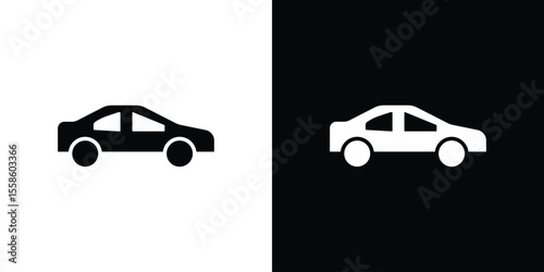 Compact car icon Vector illustration in solid and black and white. EPS10