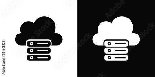 Cloud server icon Vector illustration in solid and black and white. EPS10