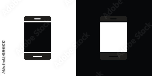 Cell phone icon Vector illustration in solid and black and white. EPS10