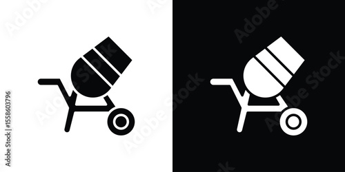 Cement mixer icon Vector illustration in solid and black and white. EPS10