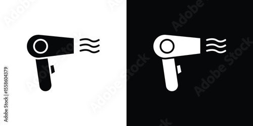 Blow dryer icon Vector illustration in solid and black and white. EPS10