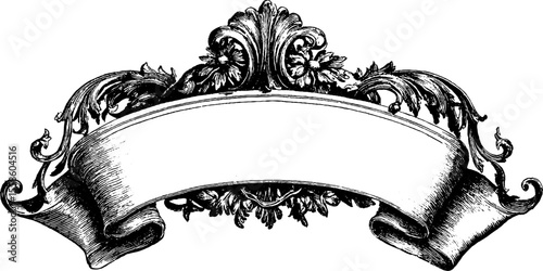 Luxurious vintage engraved ribbon banner design for elegant projects