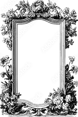 Vintage floral rectangular frame sketch for design and decorative use
