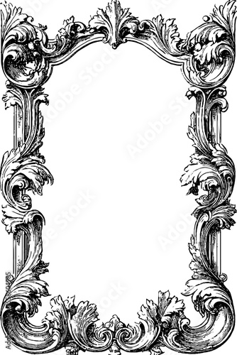 Ornate rococo style banner with swirling floral ornaments for elegant design
