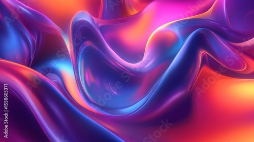 Vivid holographic gradient waves flow in an abstract futuristic composition